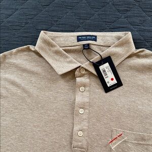 Peter Millar Men's Beige Knit Polo